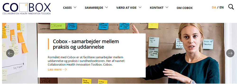 Cobox forsiden af websitet